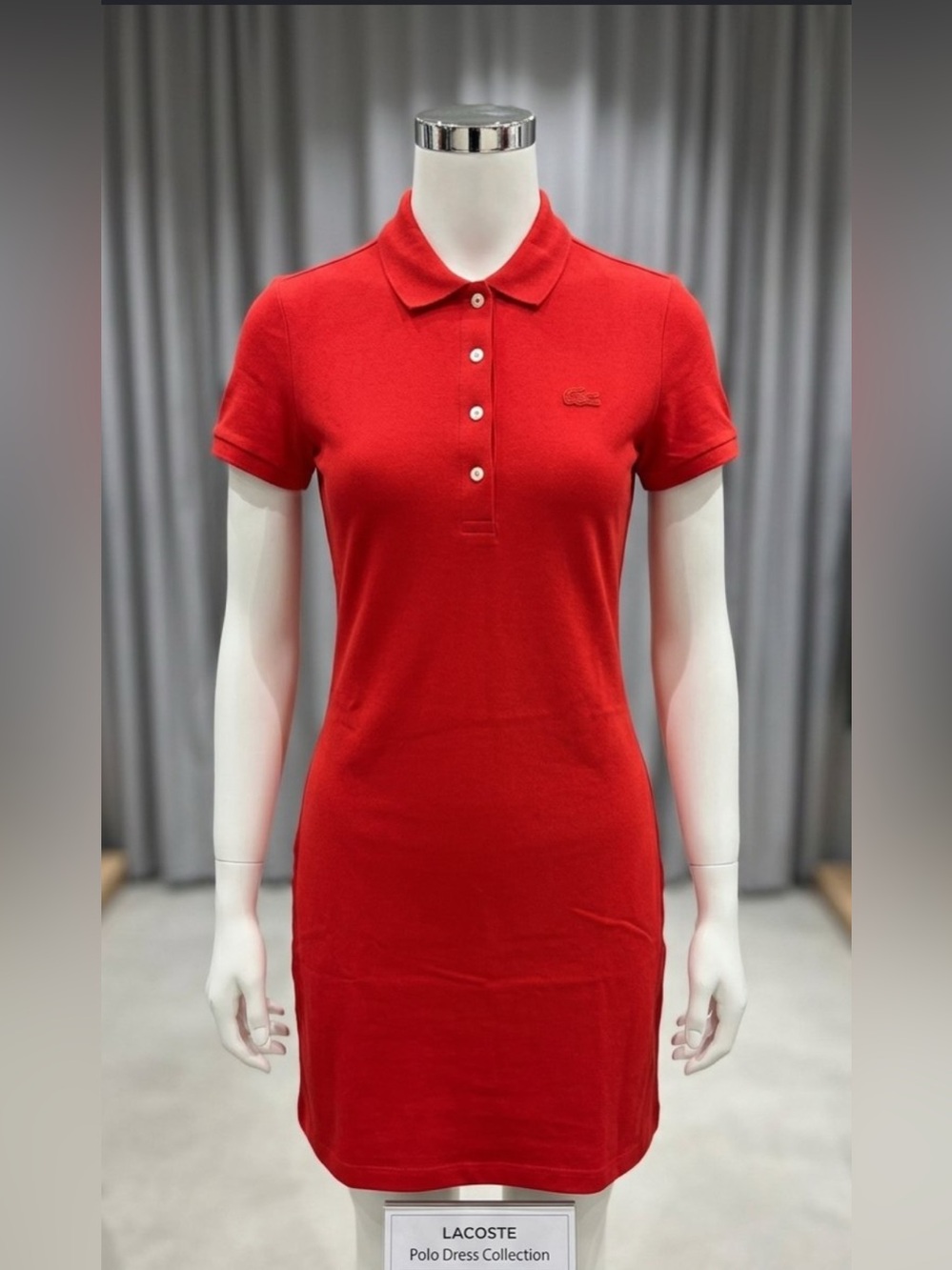 Lacoste Red Crewneck Polo Dress
